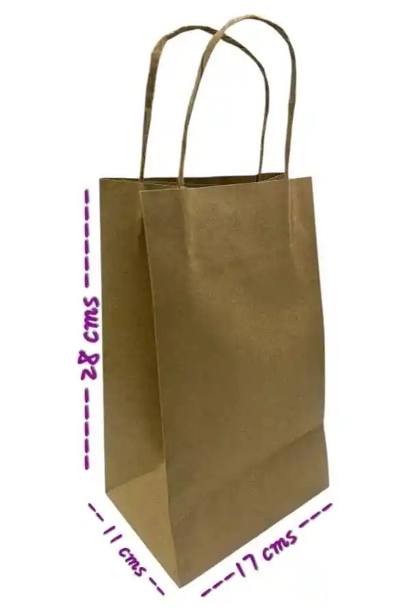 Bolsa Papel Kraft # 6 Con Manija (17x28x11 Cms)