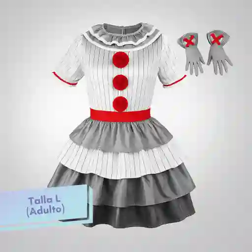 Disfraz Halloween Payaso Pennywise Mujer Adulto (talla L)