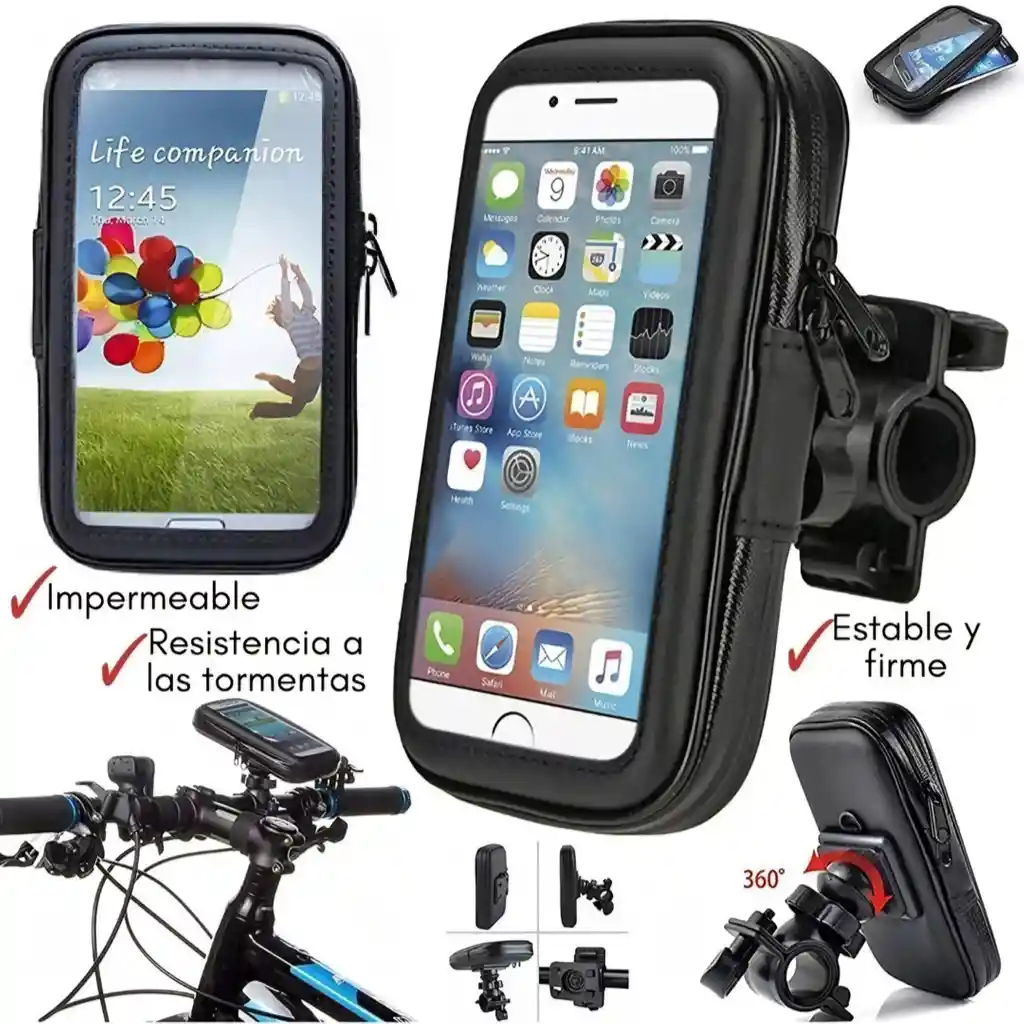Soporte Para Celular De Moto Y Bicicleta Impermeable Giro 360