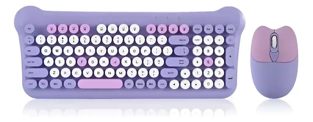 Teclado Y Mouse Inalambricos Gatitos Colores Varios As-211