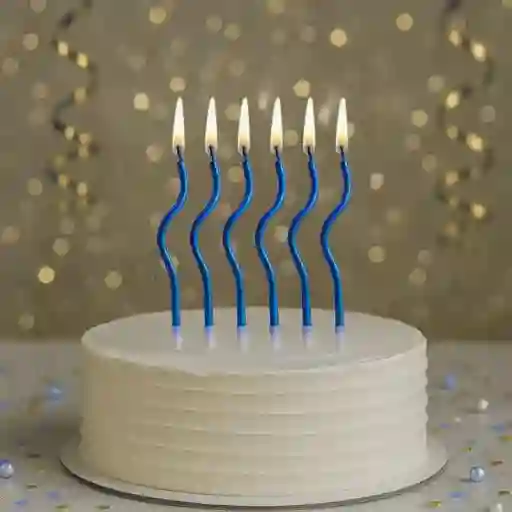 Velas En Espiral Azul Cromado X6 Unidades 12 Cm