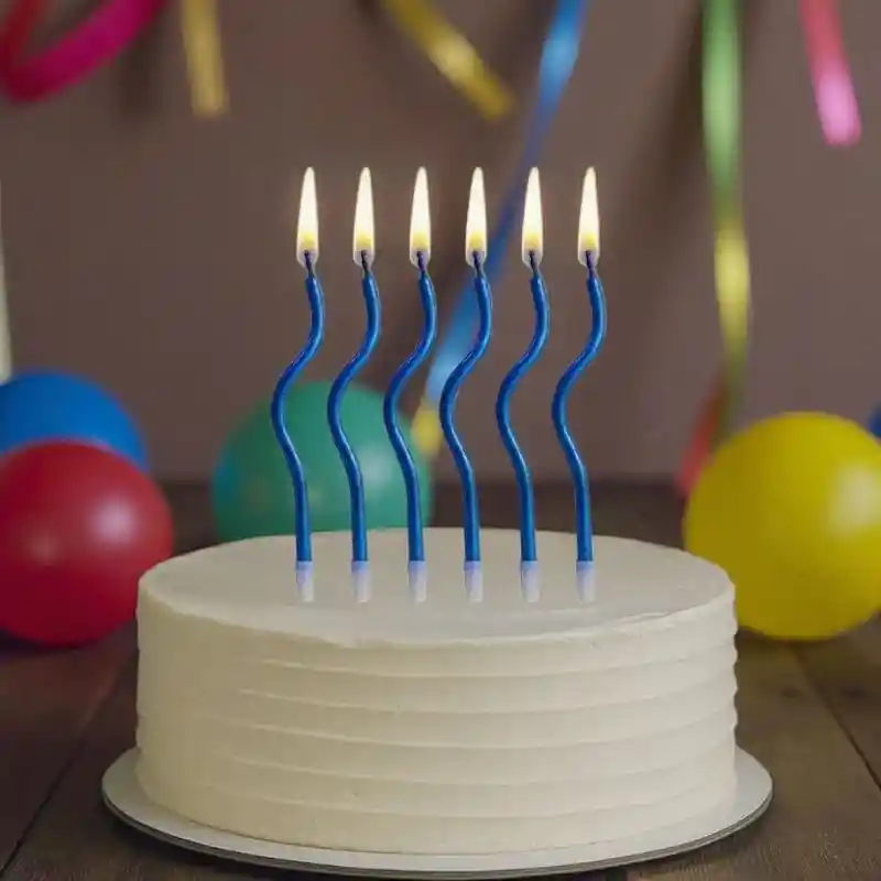 Velas En Espiral Azul Cromado X6 Unidades 12 Cm