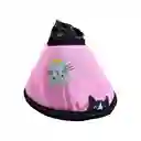 Cono Para Mascota Color Rosa Con Diseño De Gatos Talla 2