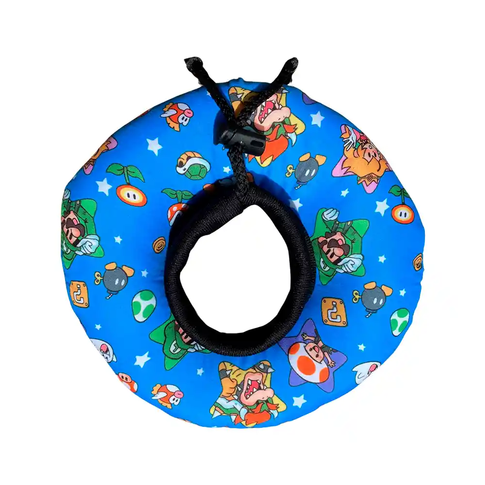 Dona Para Mascotas Color Celeste Con Diseño De Mario Bross Talla Xs