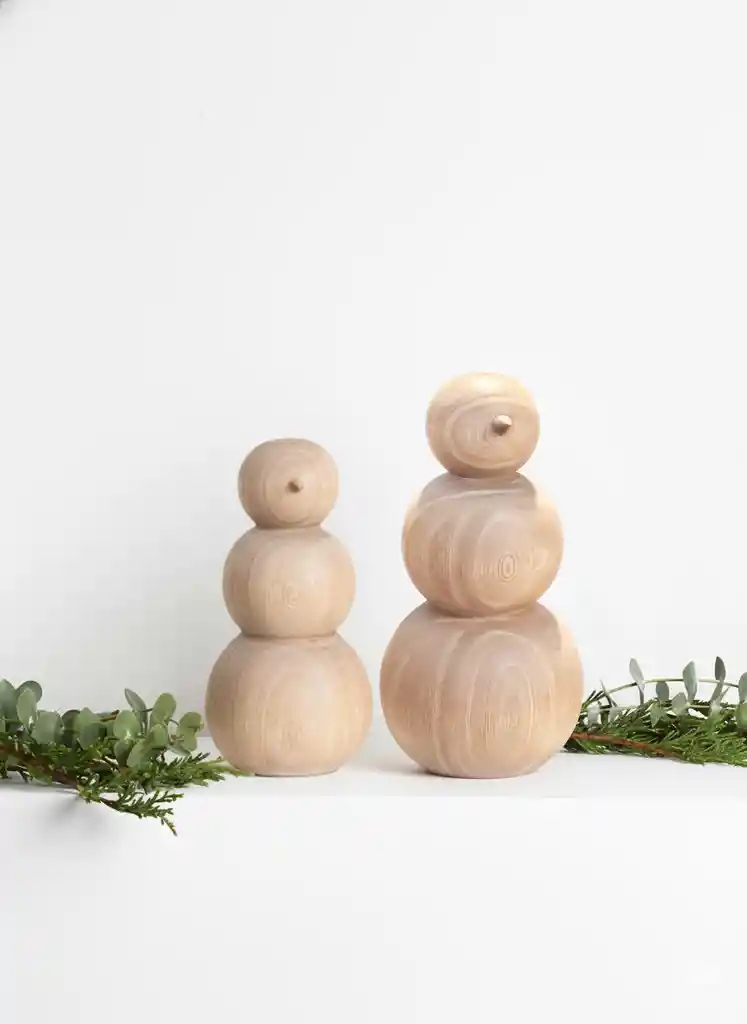 Set Muñecos De Nieve En Madera