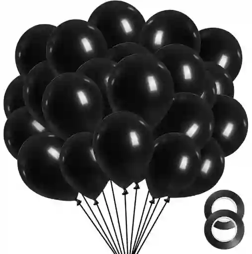 Paquete Por 20 Unidades De Globos Bombas R-12 Color Negro