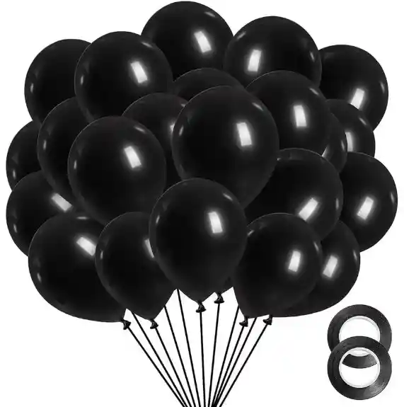 Paquete Por 20 Unidades De Globos Bombas R-12 Color Negro