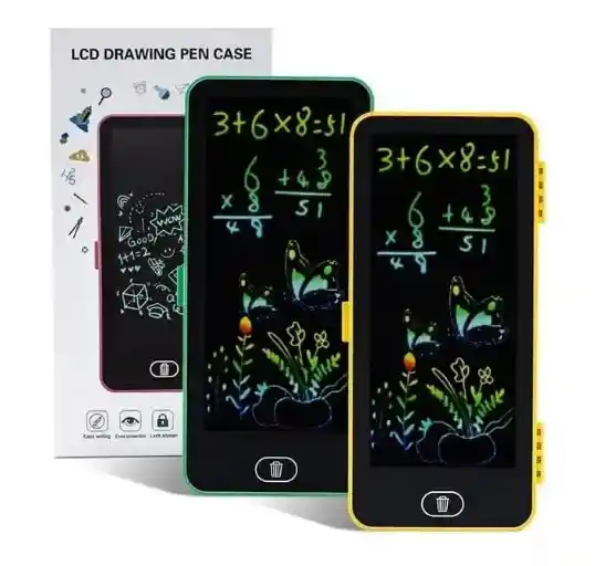 Tablet Lcd Y Cartuchera Dibuja Y Aprende Sin Limite 6.5¨ Roja