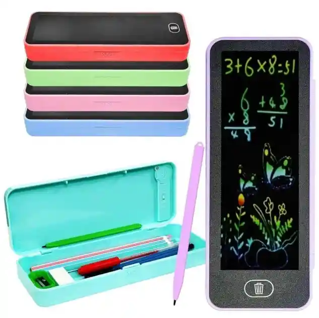 Tablet Lcd Y Cartuchera Dibuja Y Aprende Sin Limite 6.5¨ Roja