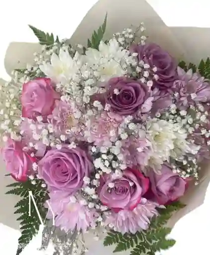 Flores Rosas Lila Y Flores En Tonos Pastel