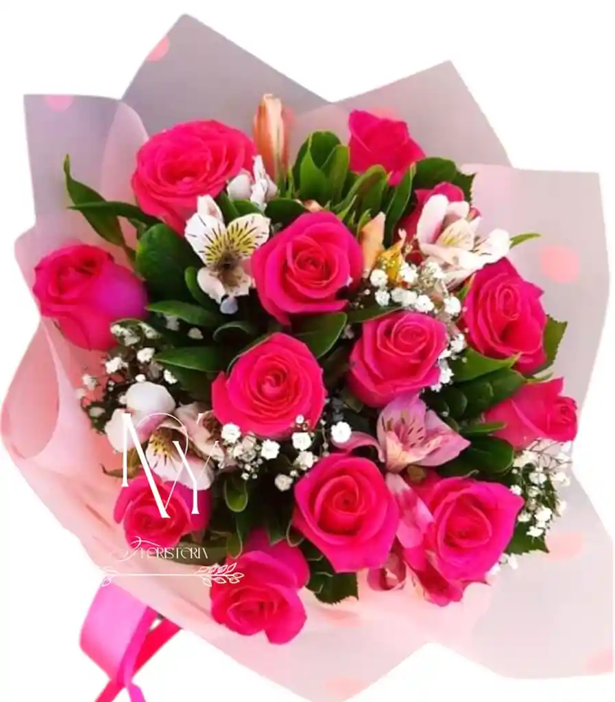 Flores Rosas Fucsia Y Flores Surtidas