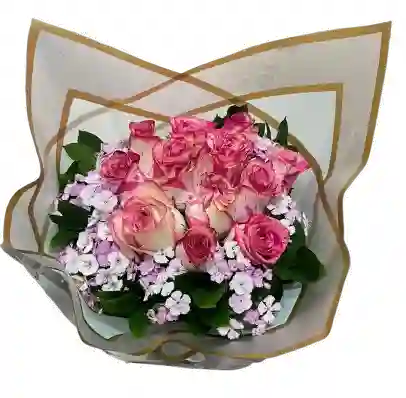 Ramo Premium De Rosas Bicolor Y Flores Rosas
