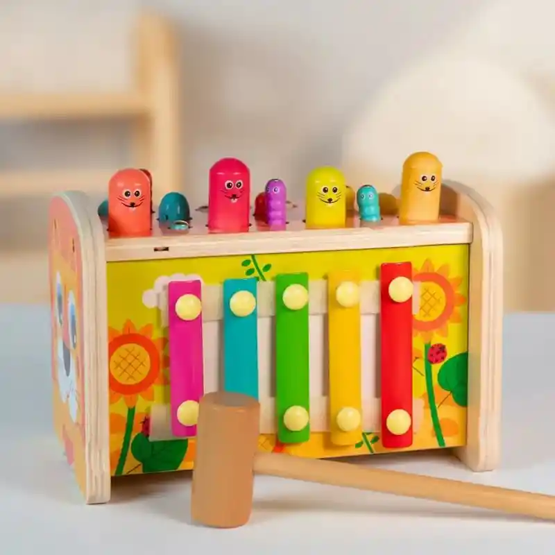 Juguete Estimulación Martillo En Madera Multifuncional León