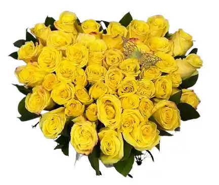 Caja Corazón De Rosas Amarillas
