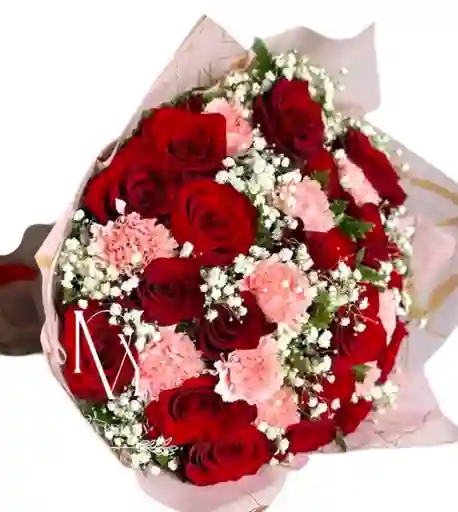 Flores Rosas Rojas Y Claveles Rosados