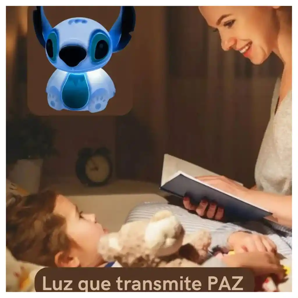 Lampara De Silicona Stitch Táctil Luz De Noche