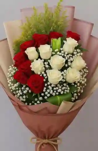 Ramo Premium De Rosas Rojas Y Blancas
