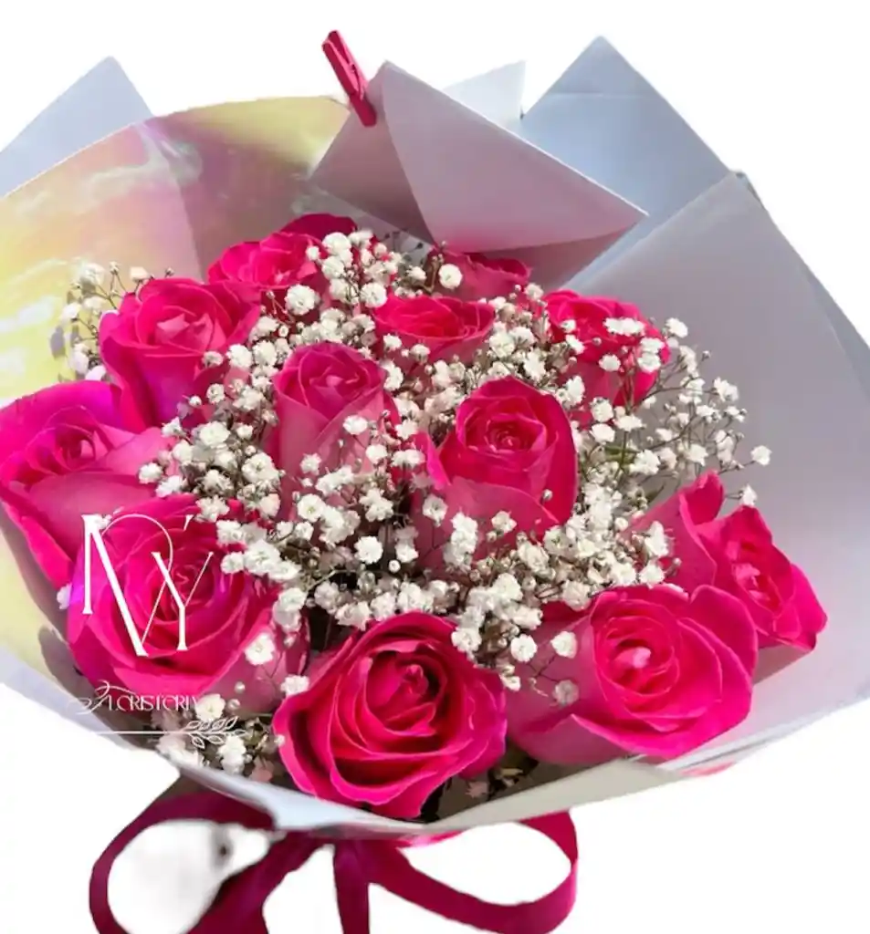 Flores Rosas Fucsia X12