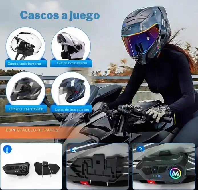 Intercomunicador Para Casco Motocicleta V 10 Bluetooth