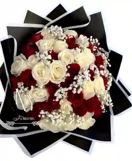 Flores Rosas Rojas Y Blancas X48