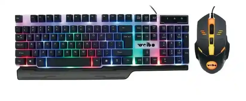 Combo Teclado Y Mouse Gaming Rgb De Cables Wb-550