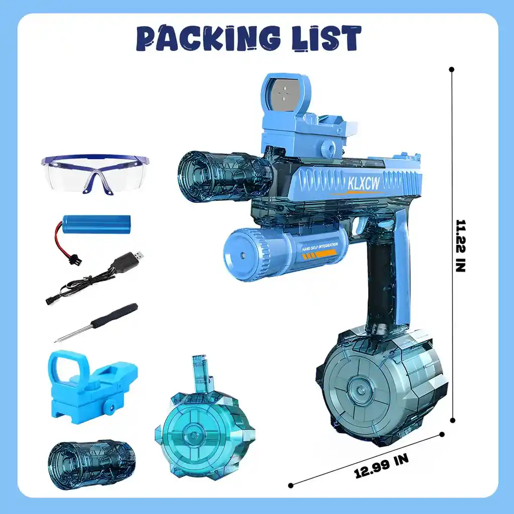 Pistola De Agua Eléctrica Con 750 Cc Para Niños Y Adultos, Pistola De Agua De Alta Potencia Ip67 Impermeable Hasta 32 Pies