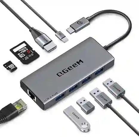 Hub Usb C Ethernet, 9 En 1 Usb Tipo C Hub Hdmi Adaptador Convertidor Multipuerto, 100 W Pd, Usb 3.0, Lector De Tarjetas Sd/tf, Compatible Con Macbook