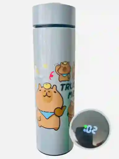 Termo Digital Gris Capibara Smart Up De 500ml Mantiene Bebidad Frio O Caliente