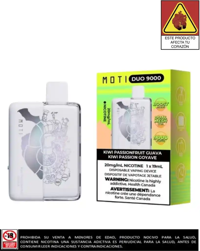 Vapeador Moti Duo Kiwi Passionfruit Guava 9.000 Puffs