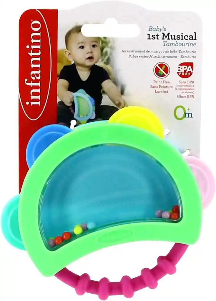 Juguete Pandereta Para Bebé Sensorial Texturas Y Colores