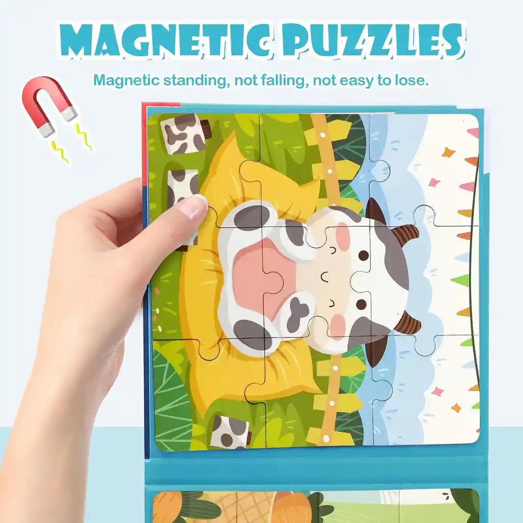 Libro Rompecabezas Magnético 3 En 1 Tema Animales De Granja