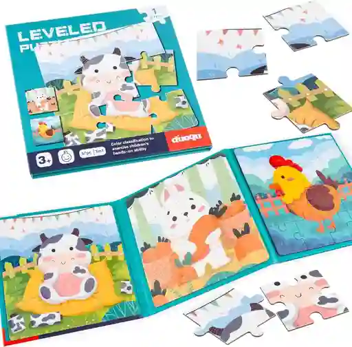 Libro Rompecabezas Magnético 3 En 1 Tema Animales De Granja