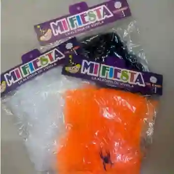 Telaraña Halloween Tipo Algodón Color Naranja