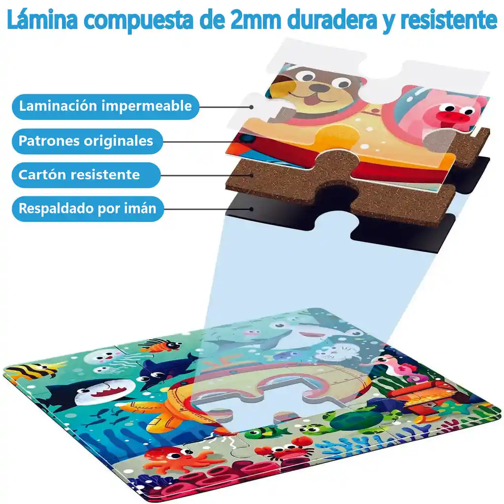 Libro Rompecabeza Magnético 3 En 1 Tema Aventura Submarina