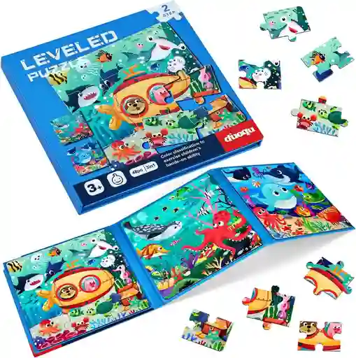 Libro Rompecabeza Magnético 3 En 1 Tema Aventura Submarina