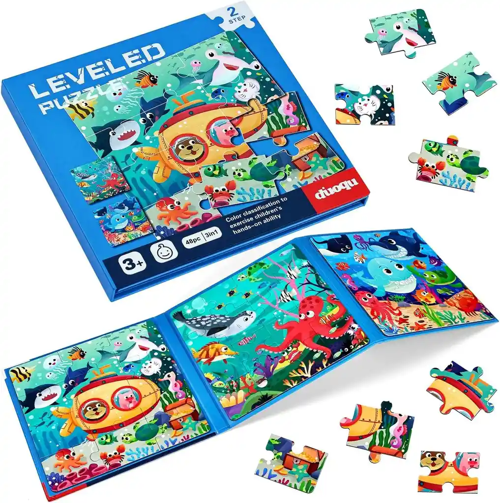 Libro Rompecabeza Magnético 3 En 1 Tema Aventura Submarina