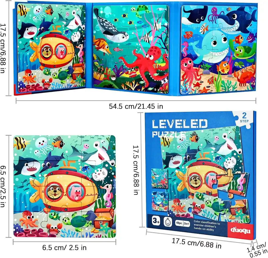 Libro Rompecabeza Magnético 3 En 1 Tema Aventura Submarina