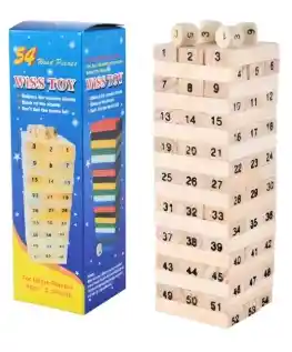 Torre Jenga Madera 54 Bloques Pequeña Dados Juego Mesa