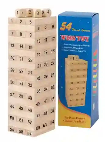 Torre Jenga Madera 54 Bloques Pequeña Dados Juego Mesa