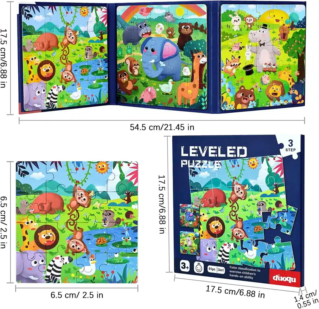 Libro Rompecabeza Magnético 3 En 1 Tema Fiesta En El Bosque