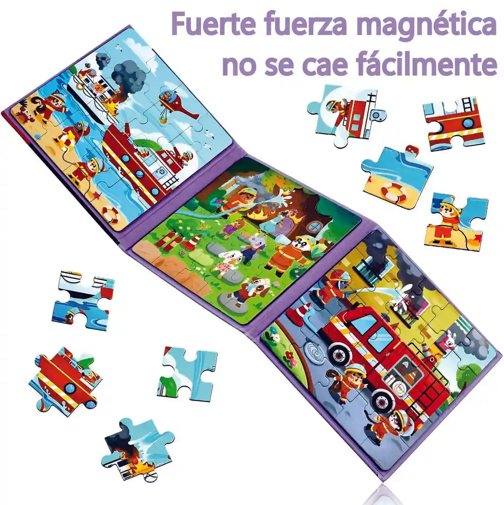 Libro Rompecabeza Magnético 3 En 1 Tema Rescate De Incendios