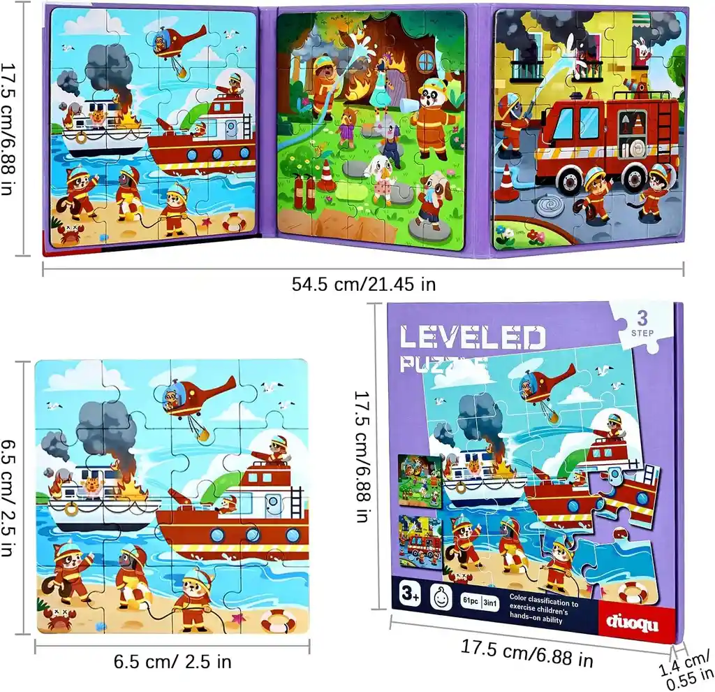 Libro Rompecabeza Magnético 3 En 1 Tema Rescate De Incendios