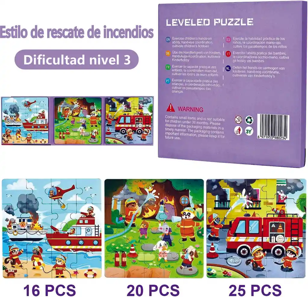 Libro Rompecabeza Magnético 3 En 1 Tema Rescate De Incendios