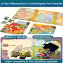 Libro Rompecabeza Magnético 3 En 1 Tema Dinosaurio