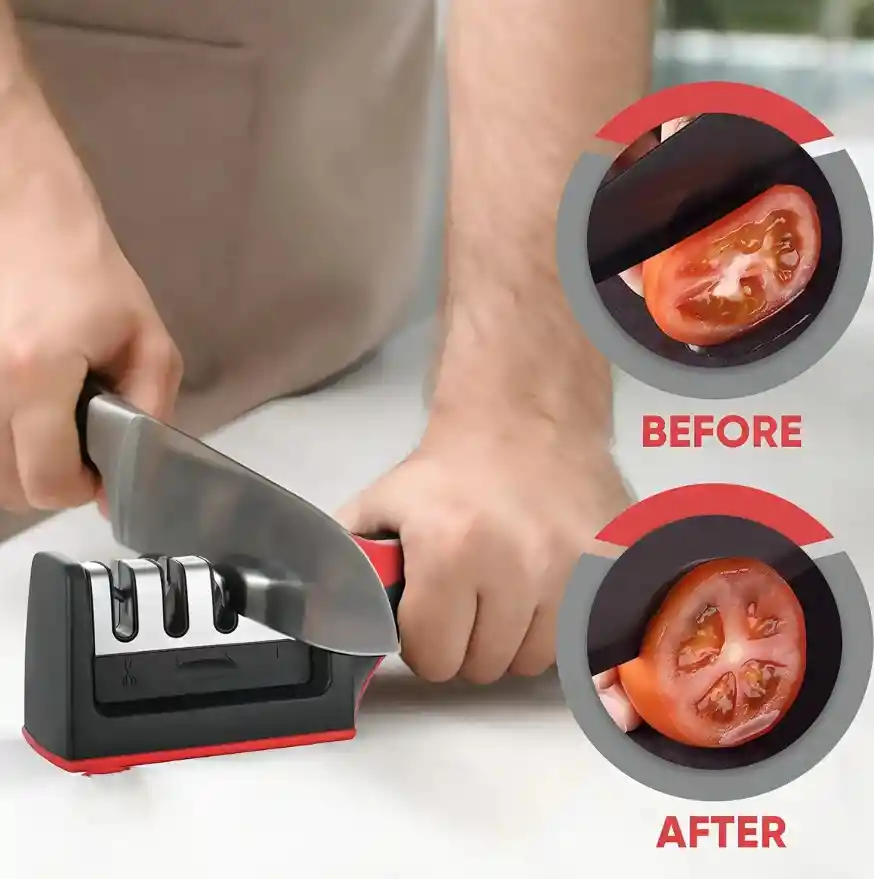 Afilador De Cuchillos Pro Multifuncional Ergonómico Cocina Color Negro