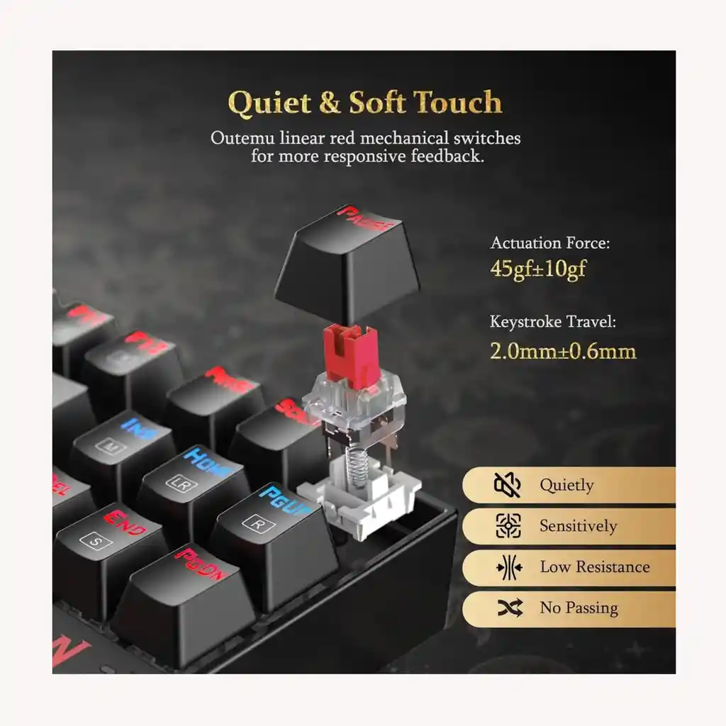 Teclado Mecanico Gamer 80% Tkl Rainbow Redragon Kumara K552