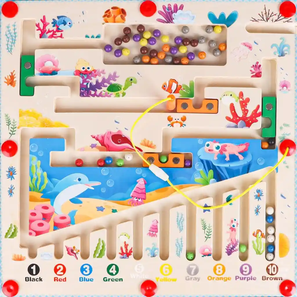 Laberinto Magnético Peces De Color Y Números Montessori
