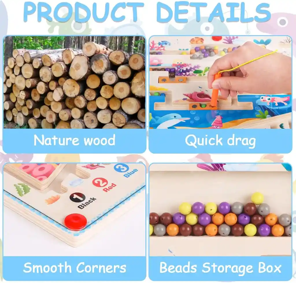 Laberinto Magnético Peces De Color Y Números Montessori