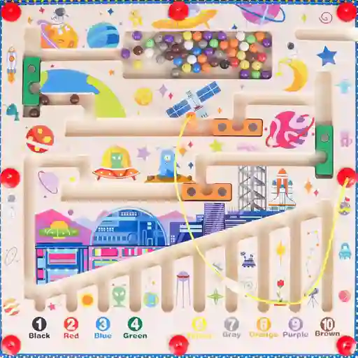 Laberinto Magnético Espacial De Color Y Números Montessori