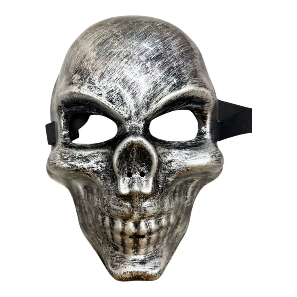 Mascara Calavera Gris Disfraz Skull Craneo Halloween Muerte Fiesta Caareta